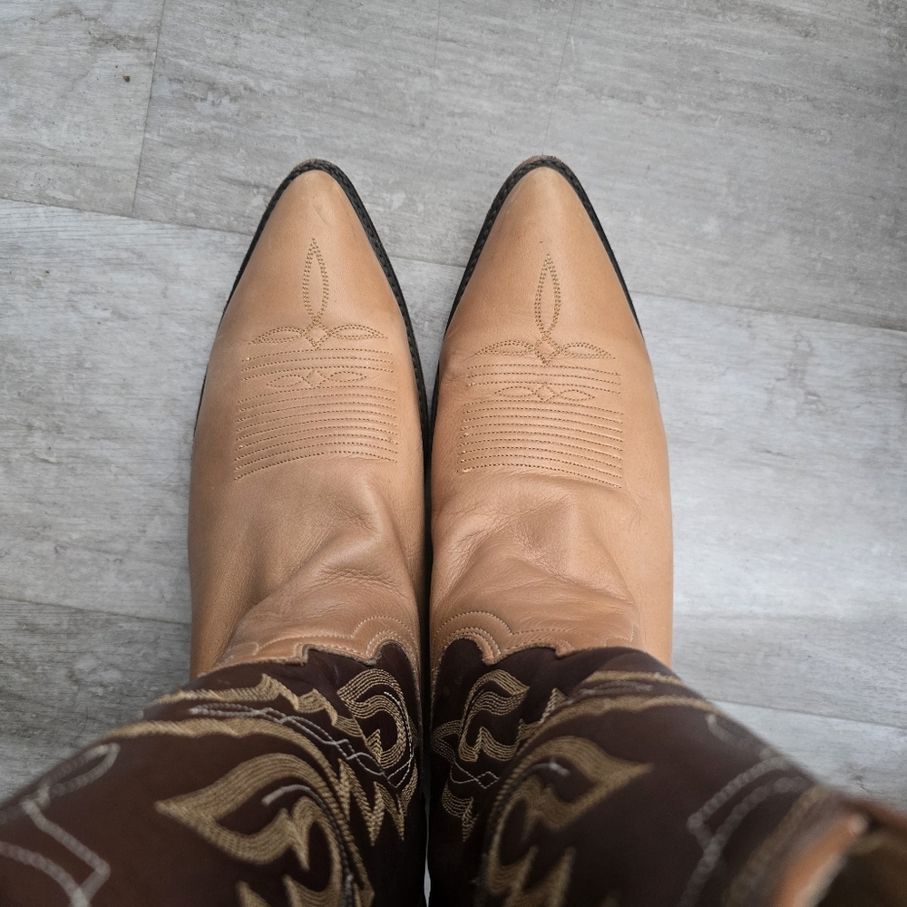 DAN POST Soft Leather Cowboy Boots Tan Men's 13 - Picture 4 of 13